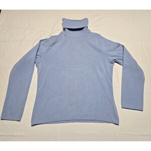 Vtg Bogner Blue Turtleneck Ribbed Sweater Fits Womens Small Thick Soft See Pic